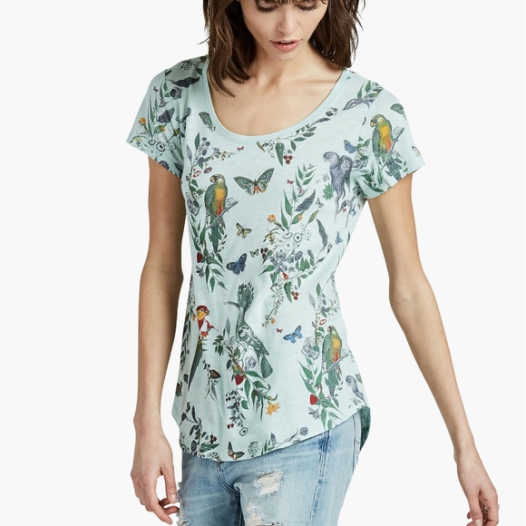 Lucky Brand Tops - Lucky Brand Mint Short-Sleeve Parrot Print Tee